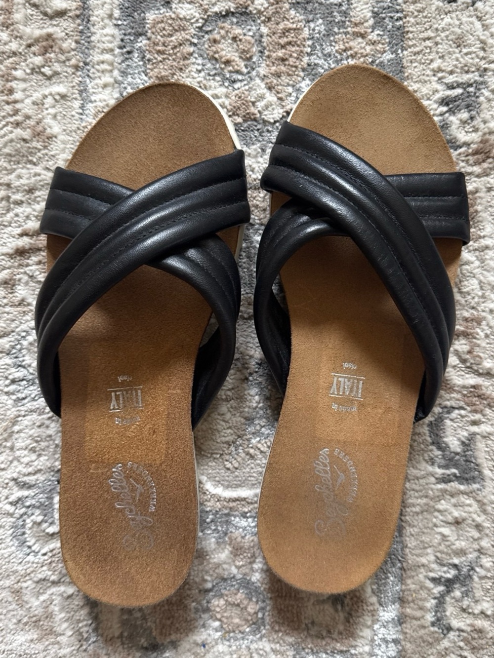 Seychelles Black Crisscross Slide Sandals